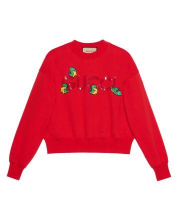 Gucci Women's Lunar New Year Jersey Jumper With Gucci Embroidery Red