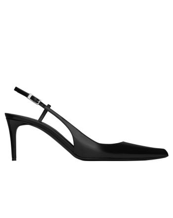 Saint Laurent Women's Vendome Slingback Pumps In Glazed Leather Black