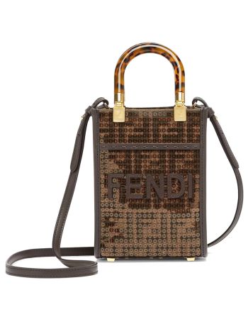 Fendi Mini Sunshine Shopper 8BS051 Dark Coffee