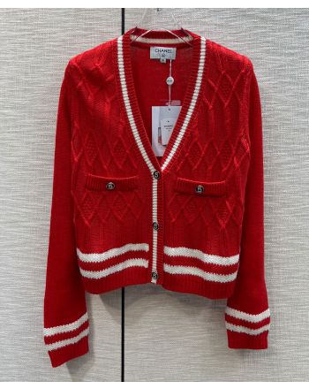 Chanel Women's Knit Cardigan Red