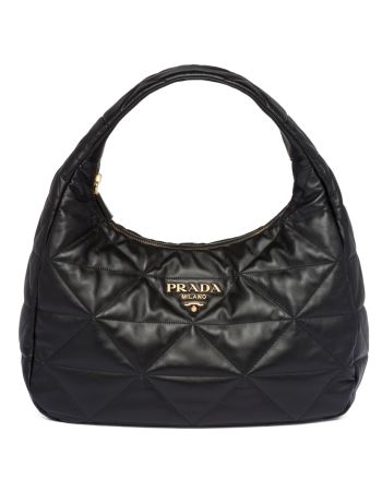 Prada Large, Topstitched Nappa-leather Bag 1BC183 Black